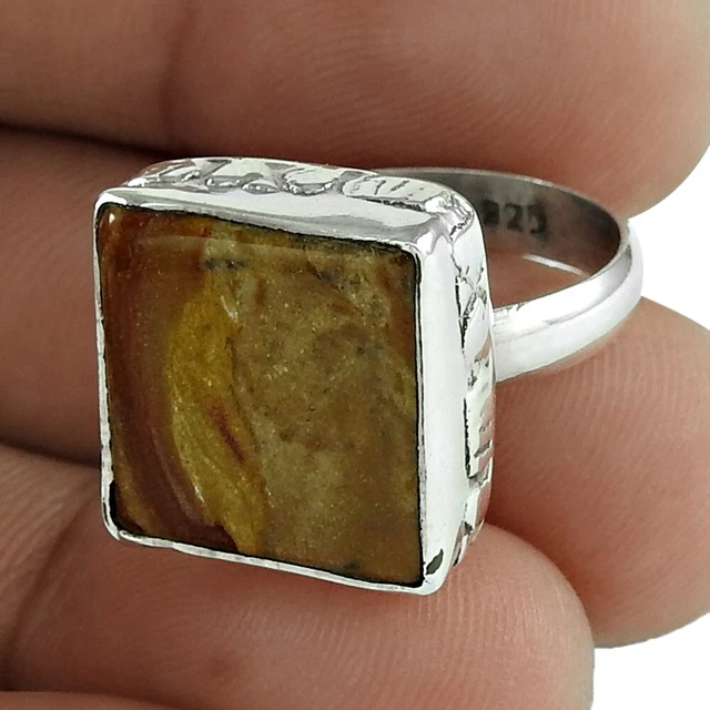 Natural Imperial Jasper 925 Silver Statement Ethnic Ring Size 7 For Women V19
