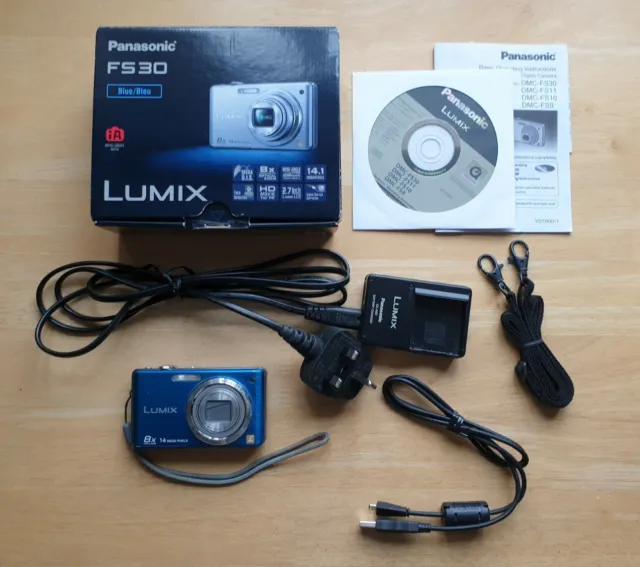 Panasonic Lumix FS30 Blue 14.1MP HD Digital Camera & Accessories