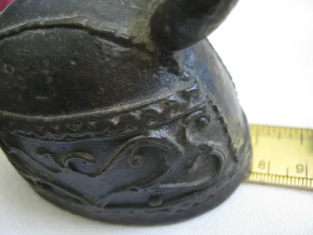 SIGNED Mid-Late 1800s MANDALAY hka-lauk Bronze BUFFALO BELL 3" x 2.5" x 1.75" 11
