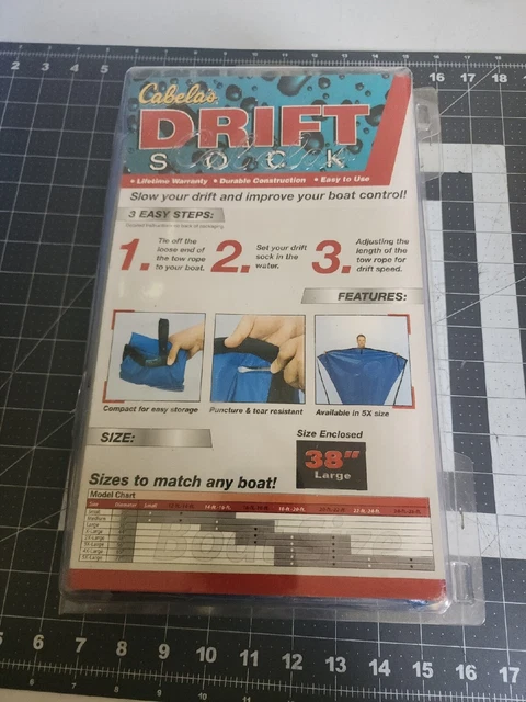 NIB LARGE Cabela's Drift Sock 38" for 14'-18' boat