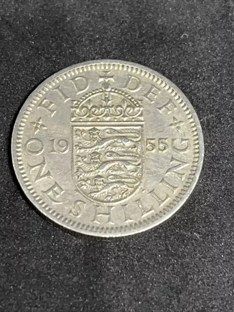 Great Britain One Shilling 1955 Coin Elizabeth II English Shield