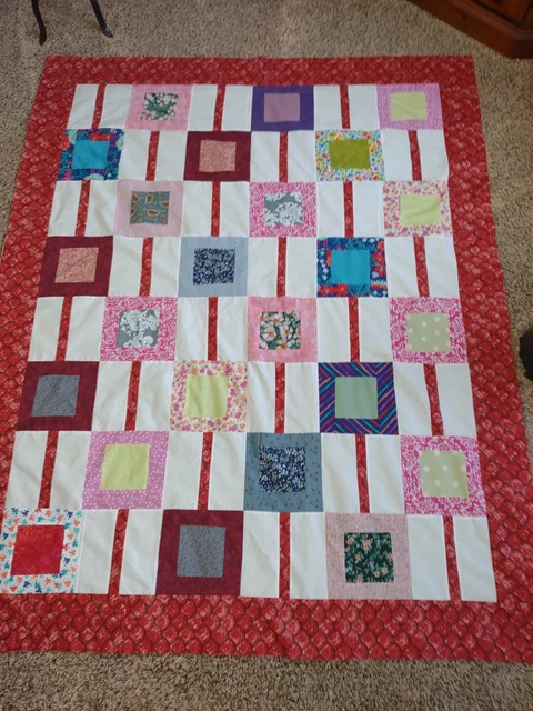 Top de edredón Patchwork cuadrado encadenado... 100% algodón 55 x 68