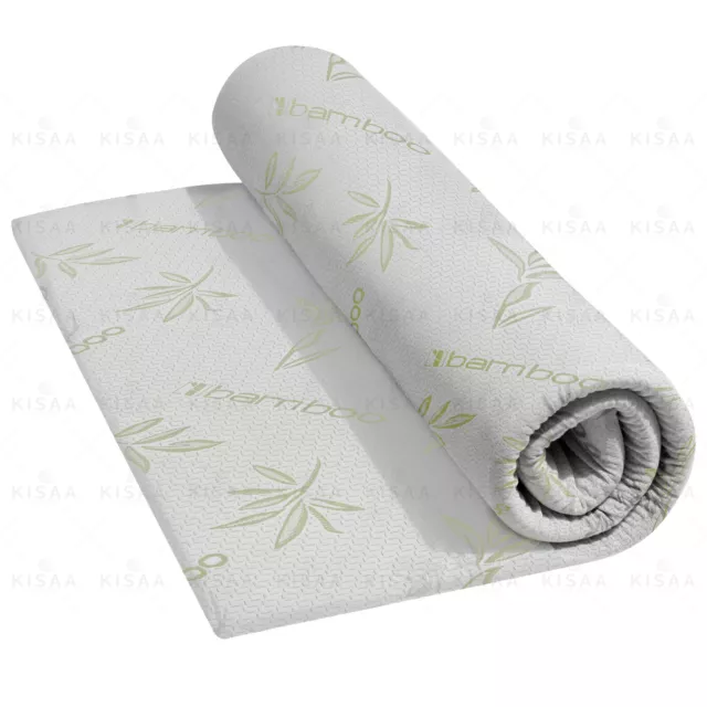 Memory Foam Mattress Topper With BAMBOO Cover 2.5cm & 5cm Thick All Sizes