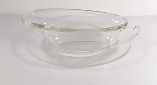 Vintage Pyrex Clear Glass Gravy Boat  Jug, Dish and Saucer