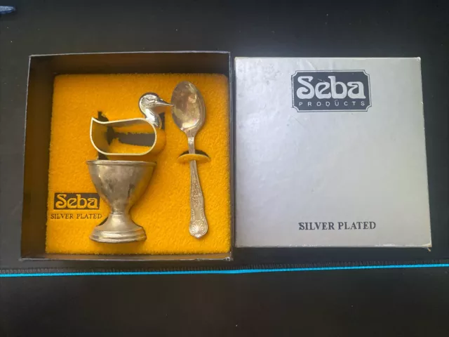 Vintage Silver Egg Cup & Napkin Ring Baby Set By Seba