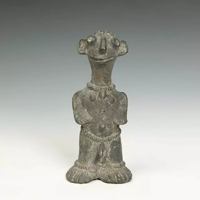 Standing Male Figure Bronze Chamba People Nigeria West Africa 20Th C.