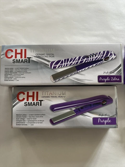 Chi Smart Purple Zebra Titanium Ceramic Iron PLUS chi smart Travel iron(2 Irons)