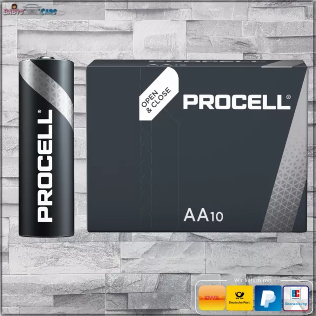 10 Batterien Duracell Procell Micro AA STILO LR6 Alkaline 1,5V 10er  MHD 2026