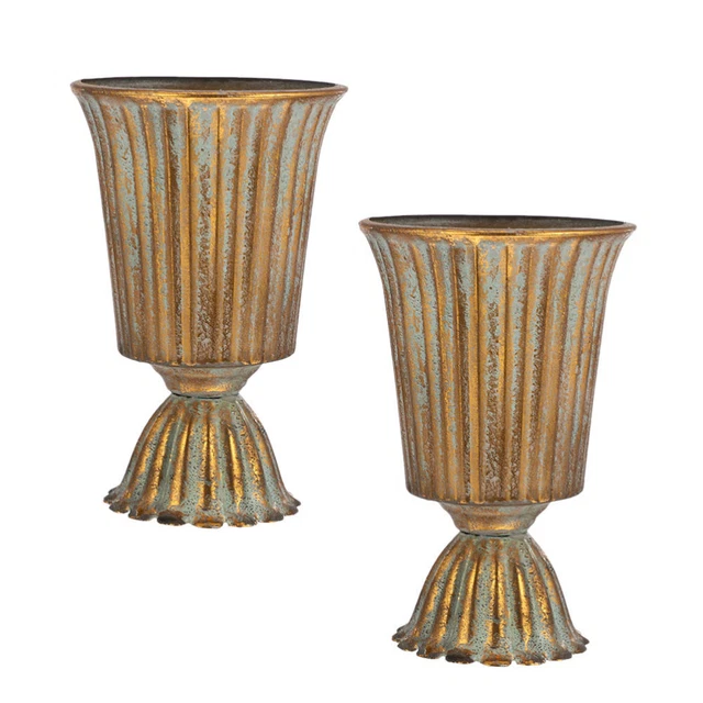 2 un. jarrones de hierro fuente de hojalata jarrón de metal granja caqui