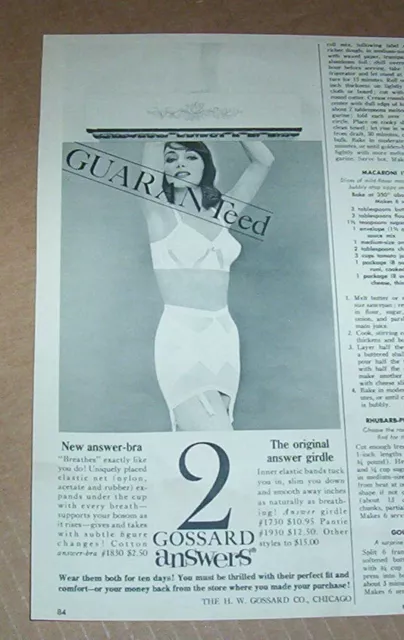 1961 VINTAGE PRINT ad - Gossard lingerie bra girdle Sexy girl