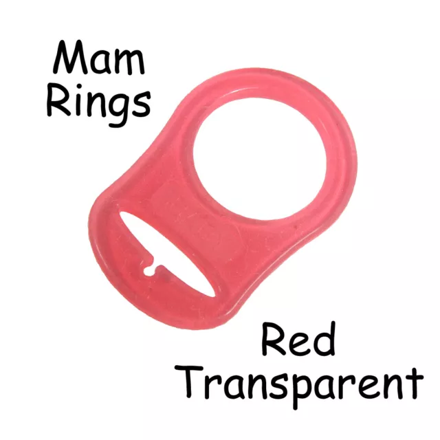 100 MAM Ring Button Style Pacifier Clip Adapter - Red Transparent Silicone