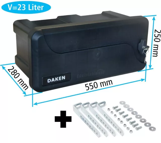 Deichselbox mit Montagesatz für Anhänger, Staukiste, Just Daken B23-1+VH402