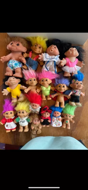 Vintage Troll Figuren bunte Haare Doll Figur Kobold 90er  Russ Und Dam