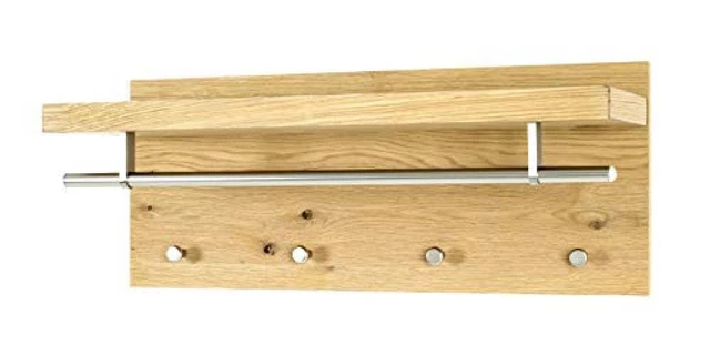 (TG. 70 x 5 x 30 cm) Haku Möbel Appendiabiti con Appendiabiti, Quercia/Cromo, 2