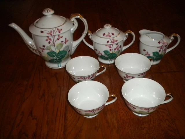 Vintage 1940-50's Occupied Japanese Teapot, Creamer, Sugar 4 Teacups 9 Piece