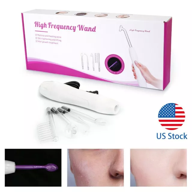 4in1 High Frequency Skin Care Acne Violet Ray Facial Electrode Wand Portable