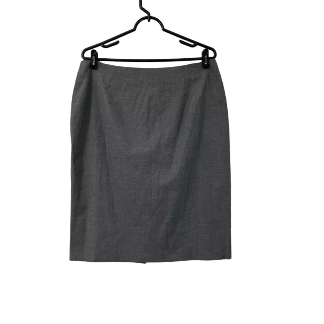 Hugo Boss Womens Gray Wool Classic Career Pencil Skirt Size 14