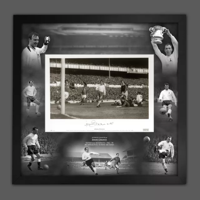 Jimmy Greaves Signed Spurs Football Photo in A Framed Picture Mount Display