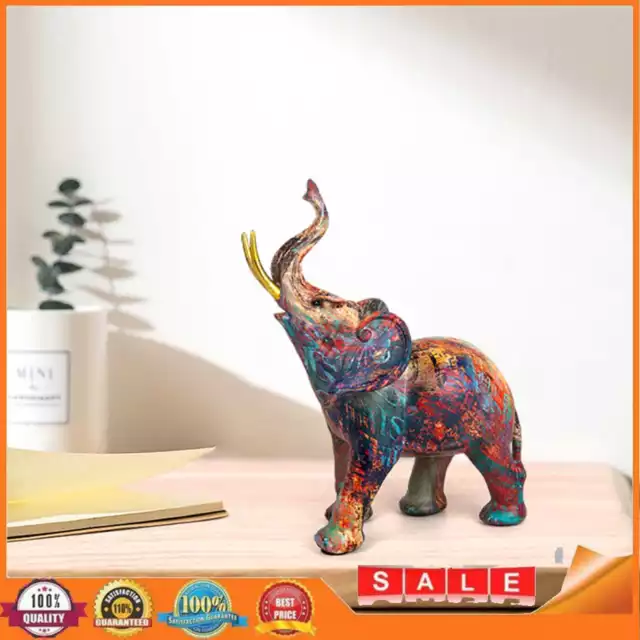 Resin Baby Elephant Model Handicrafts Graffiti Animal Statue Art for Living Room