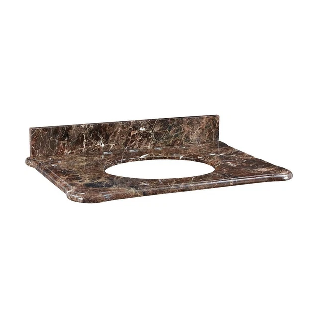 31 Inch Stone Top for Oval Undermount Sink-Dark Emperador Finish - Bathroom -