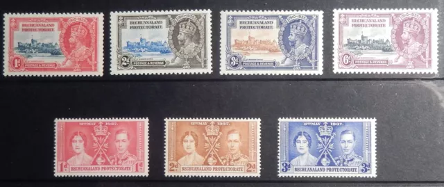 Bechuanaland Scott #117-123, 2 Sets, Mint Original Gum (LH)