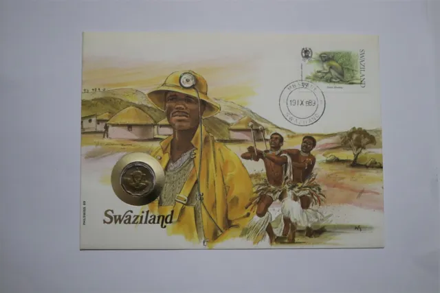 🧭 Swaziland 5 Cents 1986 Coin Cover B53 #548