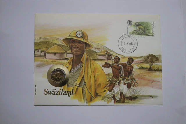 🧭 Swaziland 5 Cents 1986 Coin Cover B53 #548