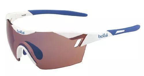 Bollé 6Th Sense Occhiali da Sole, Shiny White/Blu, M/L