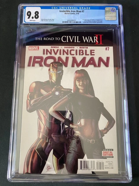 Invincible Iron Man #7 cgc 9.8 1st Cameo of Riri Williams & 1st appearance Tomoe