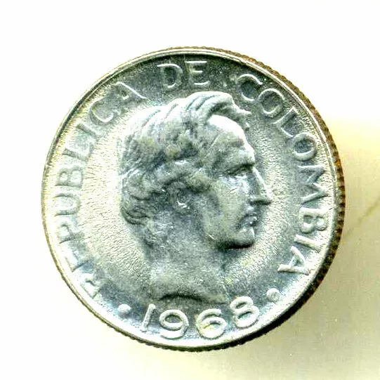 1968 10  CENTAVOS REPUBLICA DE COLUMBIA SOUTH AMERICA Coin #1139