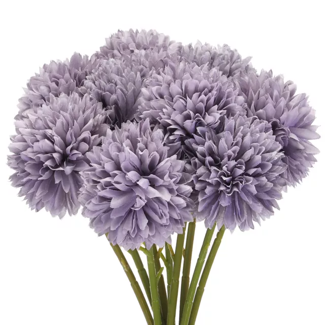 Artificial Flower Heads, Silk Chrysanthemum Hydrangea Purple Faux Flowers 10Pcs