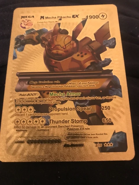 MEGA M MECHA Pikachu EX 2/15 Gold Foil Fan Art Display Card HP 1900 Rare  NVRPla $150.00 - PicClick