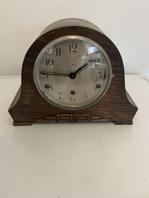 Vintage Antique Wooden Case Mantle Clock SPARES OR REPAIR