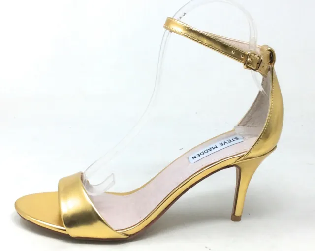 Steve Madden Womens Sillly Classic Dress Sandal Heel Gold Foil Size 9 M