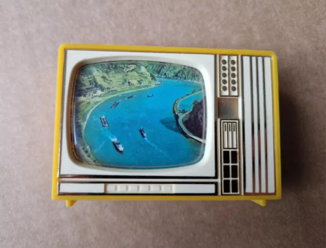 Plastiskop Gucki KLICK-TV Fernseher in gelb " Rhein - Lorelei " der 60er/70er