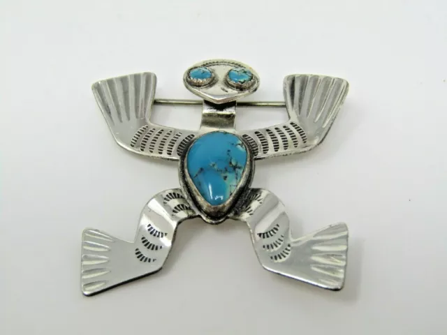 Frog Pin Incredible Design Sterling Silver Turquoise Simply Beautiful (Stamped)