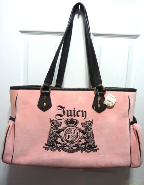 Juicy Couture VINTAGE Baby Diaper Changing Bag Pink Velour/Brown Leather NWT