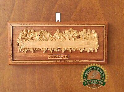 The Last Olive Wood Supper Icon Hand Made Art Bless Wall Home Jerusalem Holy