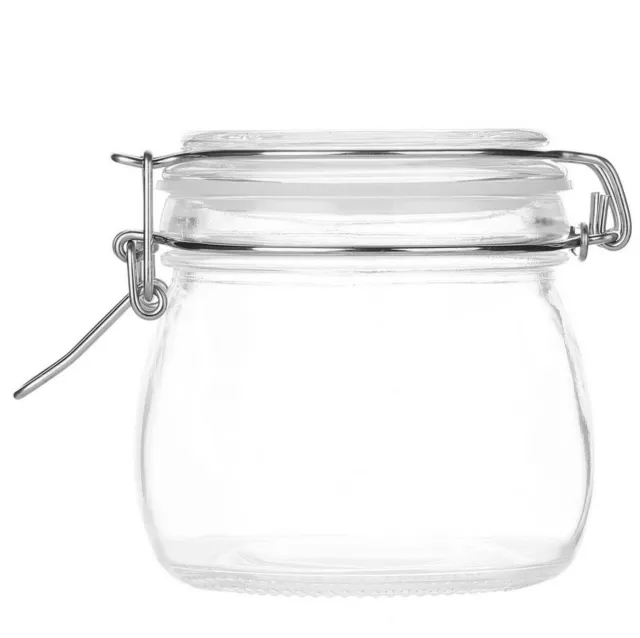 🔥Stackable 450ml Clip Top Jar Mason Glass with Lid Food Preserve Storage Jams