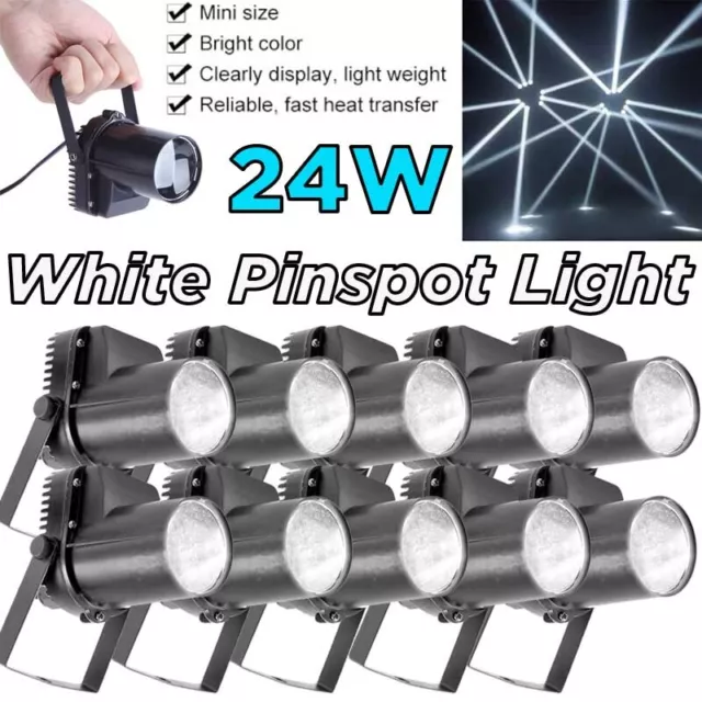 24W White Pin Spot Light LED Beam Stage Light DMX Show Party Disco DJ Lighting