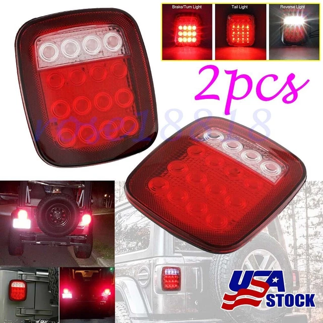 2X 16 LED Tail Lights Rear Brake Lamps Turn Stop Reverse for Jeep Wrangler TJ CJ
