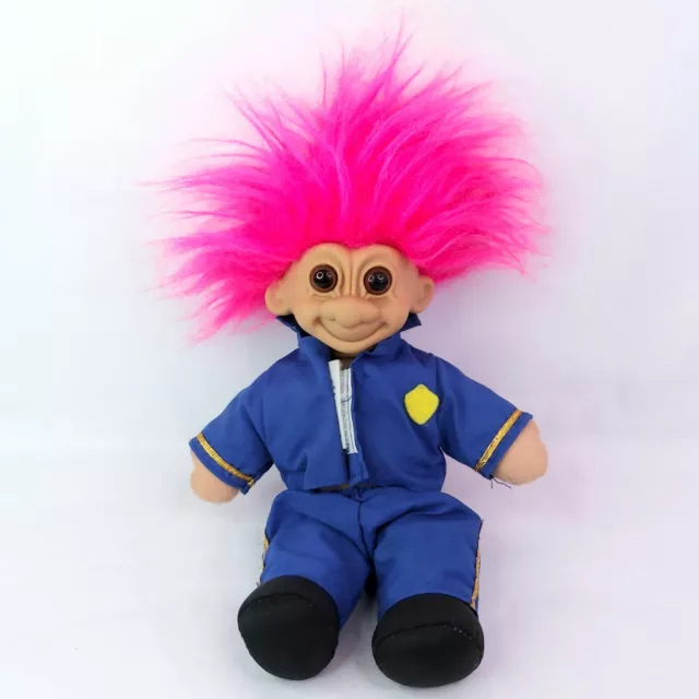 Troll doll toy plush soft body Plastic head Pink hair Vintage 1990s