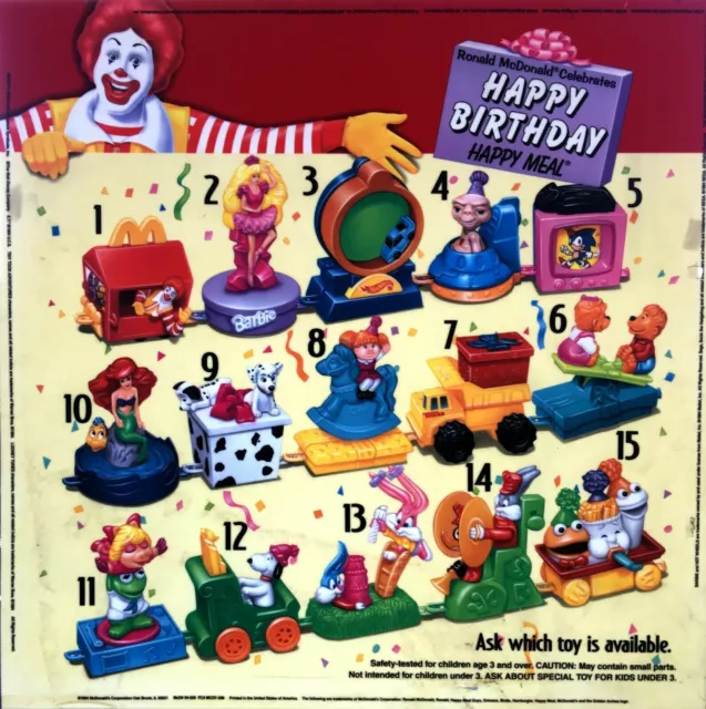 VINTAGE 1994 MCDONALD'S Happy Birthday Train Parade Set Happy Meal Toys