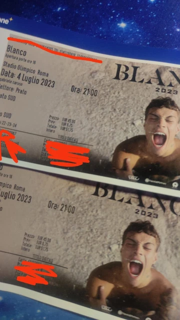 Biglietti PRATO BLANCO STADIO OLIMPICO ROMA 04/07/2023 Concerto Tickets