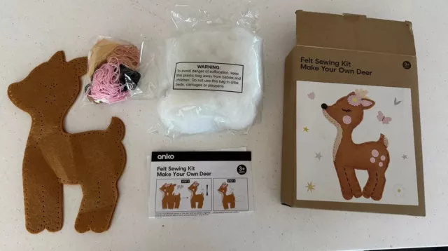 Felt Craft Kit, DIY, Make Your Own Brown Deer Kids Arts & Craft Set NEW In BOX