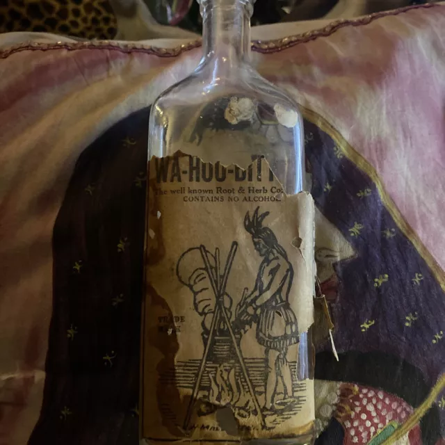 C.K. WILSON'S WA-HOO BITTERS Rare Vintage Indian Bottle