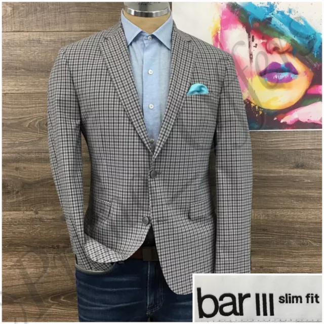 Bar III Mens Blazer Sport Coat Two Button Casual Jacket Size 40S Slim Fit Suits