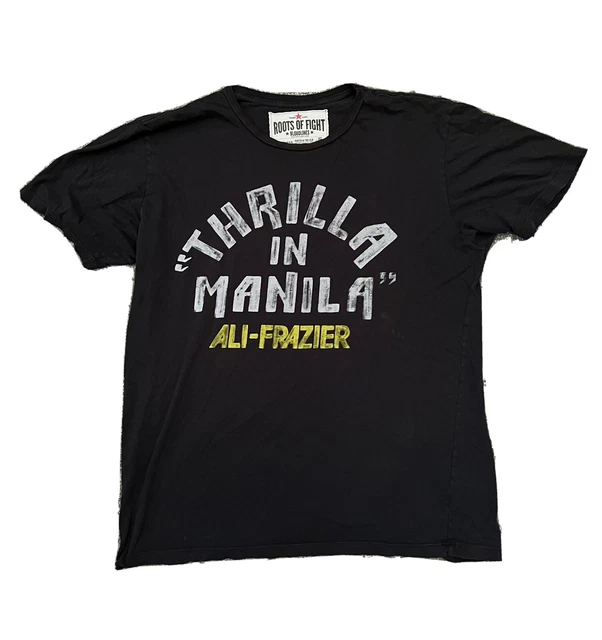 トップス Roots of Fight Thrilla Anniversary Tank Thrilla in Manila Black Muscle Tee - Roots of Fight