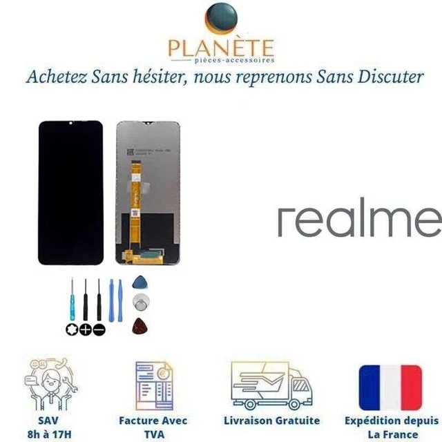 Écran LCD + Vitre Tactile Sur Châssis Pour Realme 6 - Noir - Avec Outils - Neuf