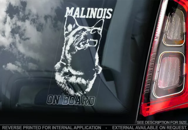 Belgian Malinois Car Sticker - Dog On Board Bumper Window Decal Sign Gift V03